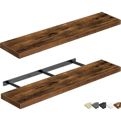 Set of 2 Rustic Floating Brown Bathroom Shelves 36" Stylish and Functional