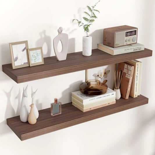 Wood Floating Shelves: Large, Wall-Mounted, Invisible Brackets